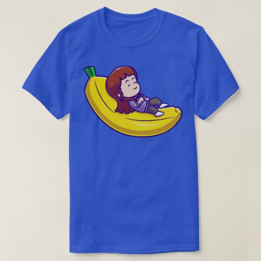 Cute Girl Sleeing On Bananas Cartoon1 Tシャツ (デザイン正面)