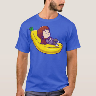 Cute Girl Sleeing On Bananas Cartoon1 Tシャツ