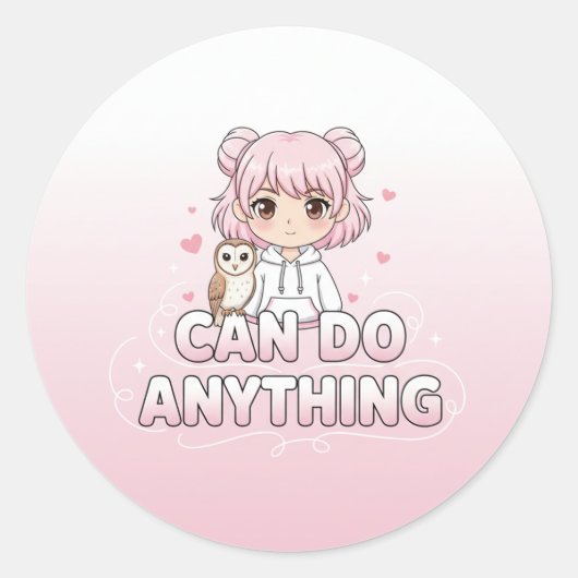 Cute girl stickers ラウンドシール (正面)