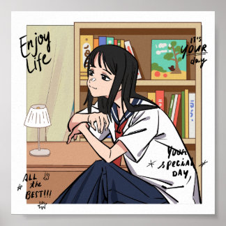 cute girl Study Motivational Poster - study decor ポスター