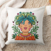 Cute Girl, Throw Pillow クッション (ブランケット)