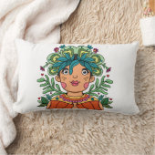Cute Girl, Throw Pillow ランバークッション (ブランケット)