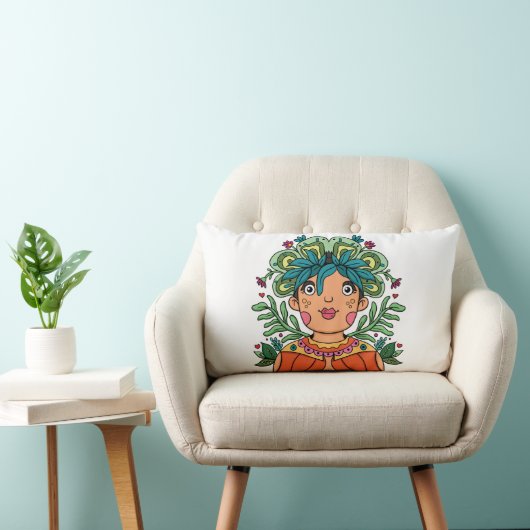 Cute Girl, Throw Pillow ランバークッション (椅子)