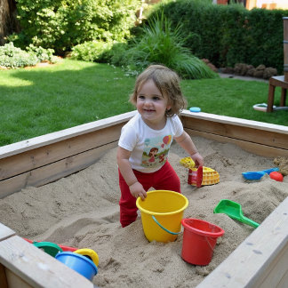 Cute Girl with Dog & Balloons ベビーTシャツ