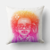 Cute Girl with Glasses Throw Pillow クッション (裏面)