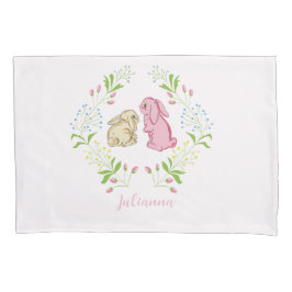 Cute Girl Wreath Bunny Pillowcase 枕カバー