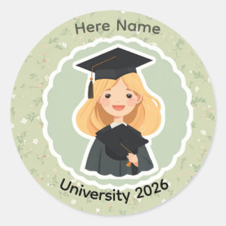 Cute Girle  Graduation Sticker ラウンドシール