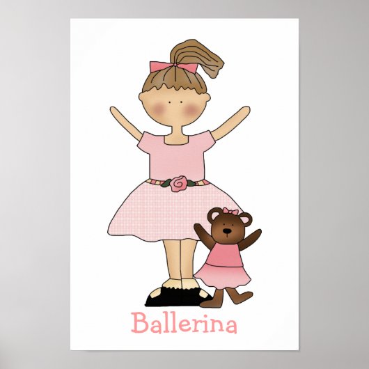 Cute Girls Ballerina Print ポスター (正面)