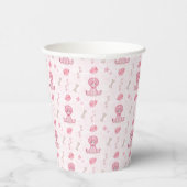 Cute Girls Birthday Party Pink Dinosaur 紙コップ (右)