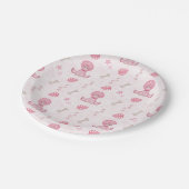 Cute Girls Birthday Pink Dinosaur ペーパープレート (アングル)