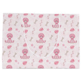 Cute Girls Birthday Pink Dinosaur ラージペーパーバッグ (裏面)