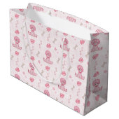 Cute Girls Birthday Pink Dinosaur ラージペーパーバッグ (裏面アングル)