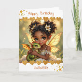 Cute Girl's Fairy and Dragon Themed Birthday カード (正面)