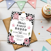 Cute Girl's First Rodeo 1st Birthday 招待状