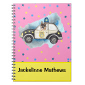 Cute Girls Name Police Dog in Car ノートブック (正面)