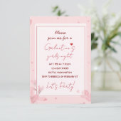 Cute Girls Night Galentine Pink Party Invitation 出欠カード (スタンド正面)