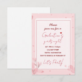 Cute Girls Night Galentine Pink Party Invitation 出欠カード