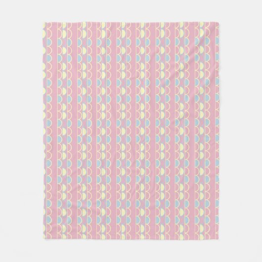Cute Girls Scallop Stripe Fleece Blanket フリースブランケット (正面)