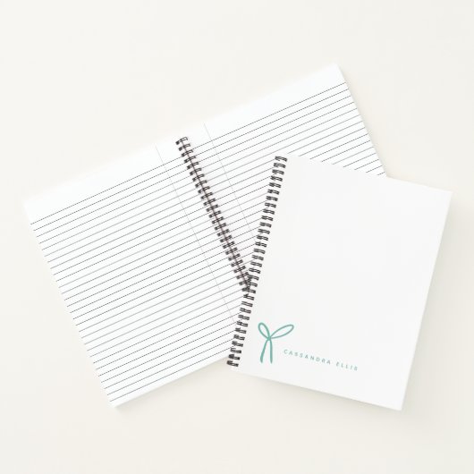 Cute Girly Aqua Ribbon Bow Custom  ノートブック (内部)