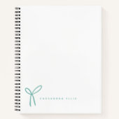 Cute Girly Aqua Ribbon Bow Custom  ノートブック (正面)