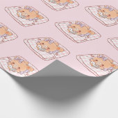 Cute Girly Bear reading Shojo Manga on Cozy Bed ラッピングペーパー (角)