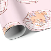 Cute Girly Bear reading Shojo Manga on Cozy Bed ラッピングペーパー (ロールコーナー)