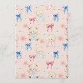 Cute Girly Bow Teddy Bears Seamless Pattern 招待状 (正面)