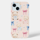Cute Girly Bow Teddy Bears Seamless Pattern Case-Mate iPhoneケース (裏面)