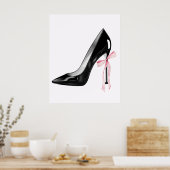 Cute Girly Bow Wall  ポスター (キッチン)