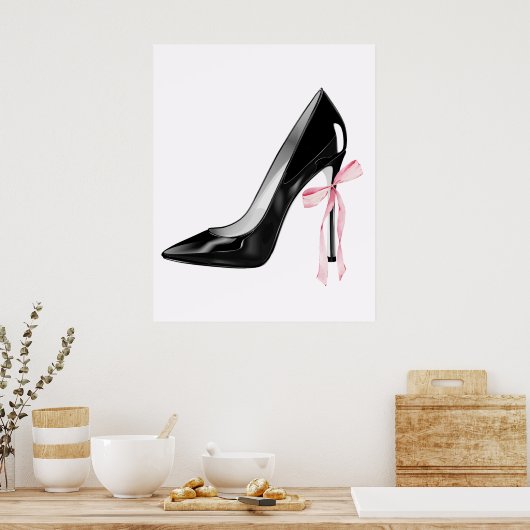 Cute Girly Bow Wall  ポスター (キッチン)