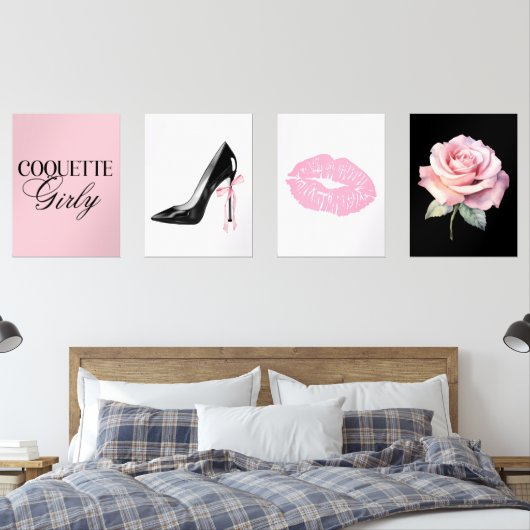 Cute Girly Bow Wall Wall Art Sets (寝室)