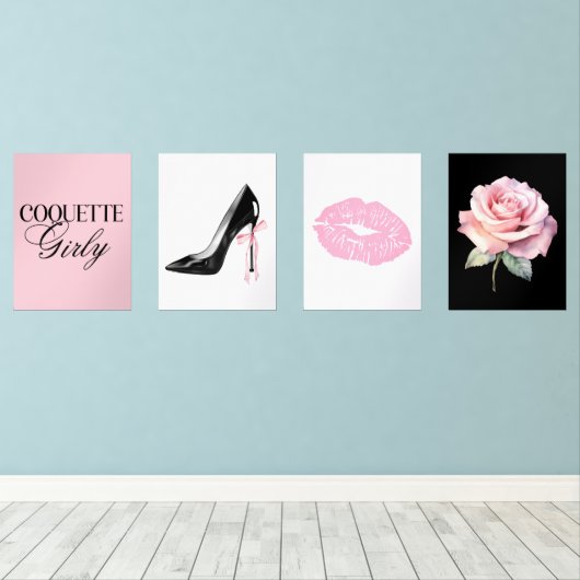 Cute Girly Bow Wall Wall Art Sets (ウッドフロア)