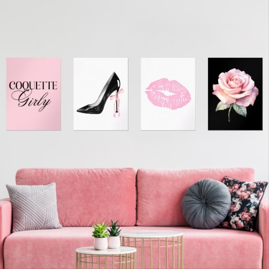 Cute Girly Bow Wall Wall Art Sets (リビング)