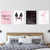 Cute Girly Bow Wall Wall Art Sets