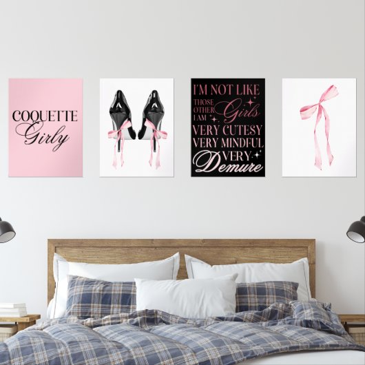 Cute Girly Bow Wall Wall Art Sets (寝室)