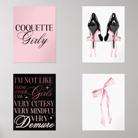 Cute Girly Bow Wall Wall Art Sets (正面)