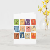 Cute Girly Christmas Pajama Music Album Stamp Aest カード (黄色い花)