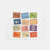 Cute Girly Christmas Pajama Music Album Stamp Aest フリースブランケット (正面(横))