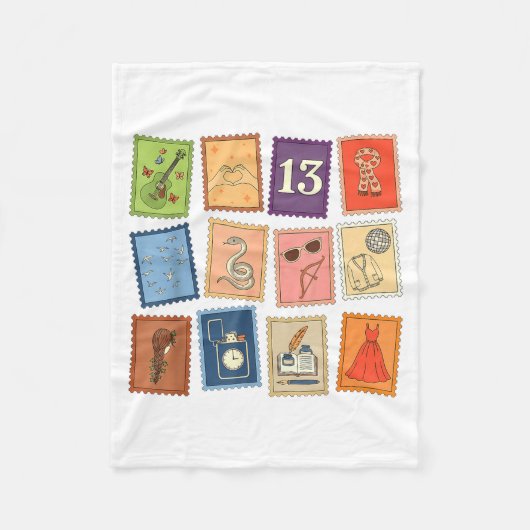 Cute Girly Christmas Pajama Music Album Stamp Aest フリースブランケット (正面)