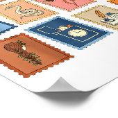 Cute Girly Christmas Pajama Music Album Stamp Aest ポスター (角)