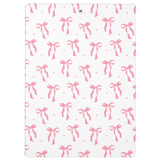 Cute Girly Coquette  Aesthetic Pink Bow Monogram クリップボード (裏面)