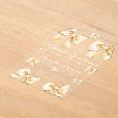Cute Girly Coquette Bow Sweet 16 Birthday Gold アクリル招待状 (レイダウン)