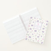 Cute Girly Coquette Flowers & Bows Monogram Name ノートブック (内部)