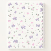 Cute Girly Coquette Flowers & Bows Monogram Name ノートブック (裏面)