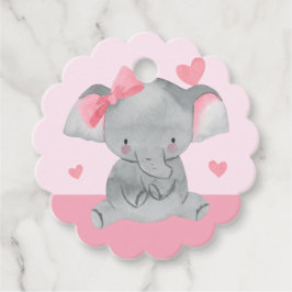Cute Girly Elephant Pink Bow Birthday Party  フェイバータグ