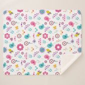 Cute Girly Flower Garden with Birds and Bees シェルパブランケット (正面(横))