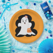 Cute Girly Ghost Halloween Trick or Treat ペーパープレート (パーティー)