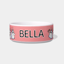 Cute Girly Ghosts with Bows Halloween Cat Feeding ボウル