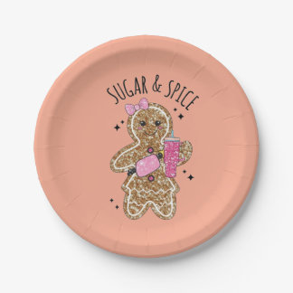 Cute girly gingerbread plates ペーパープレート