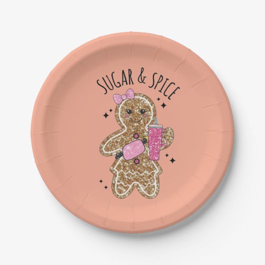 Cute girly gingerbread plates ペーパープレート (正面)